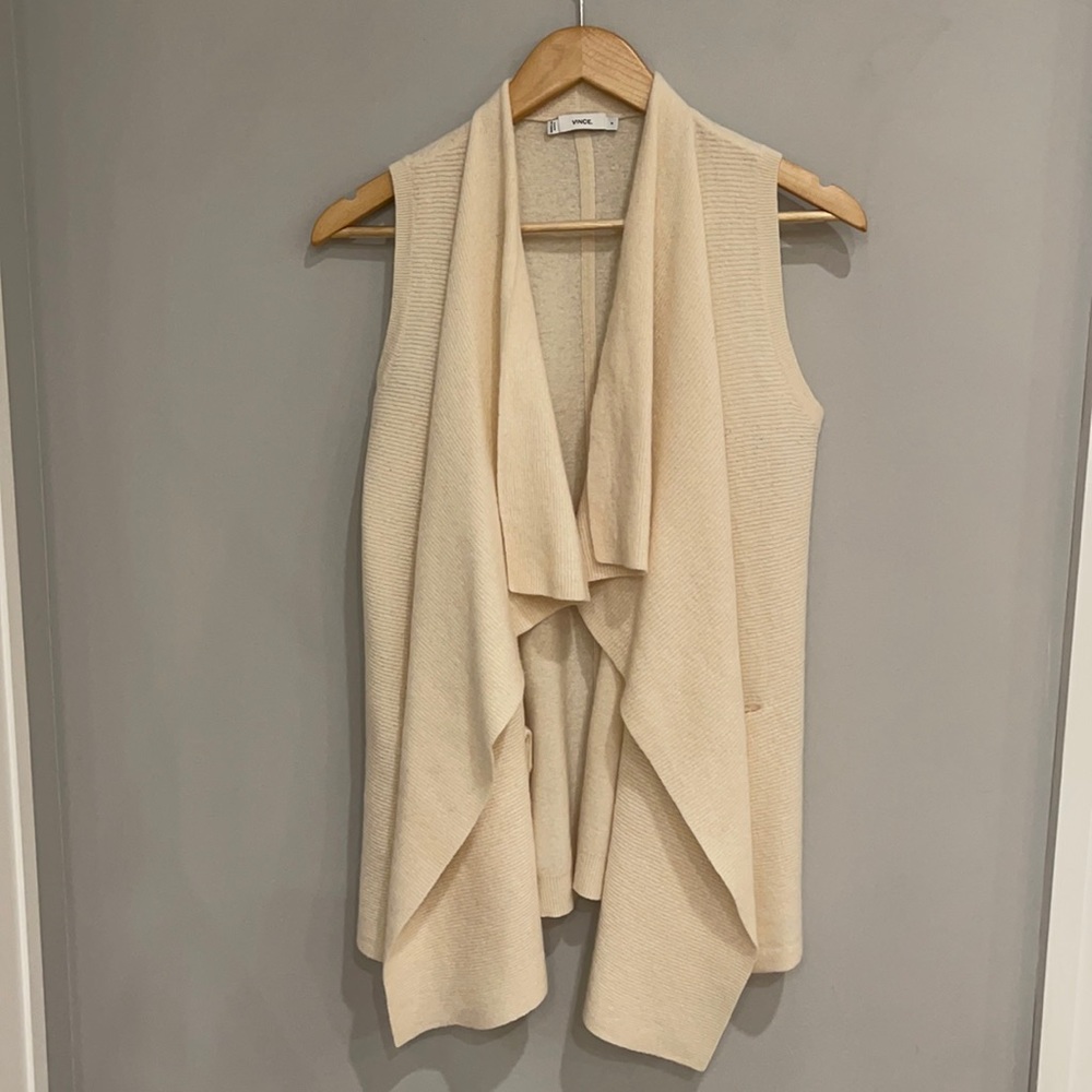 Vince Womens Sleeveless Cardigan Sweater Wool